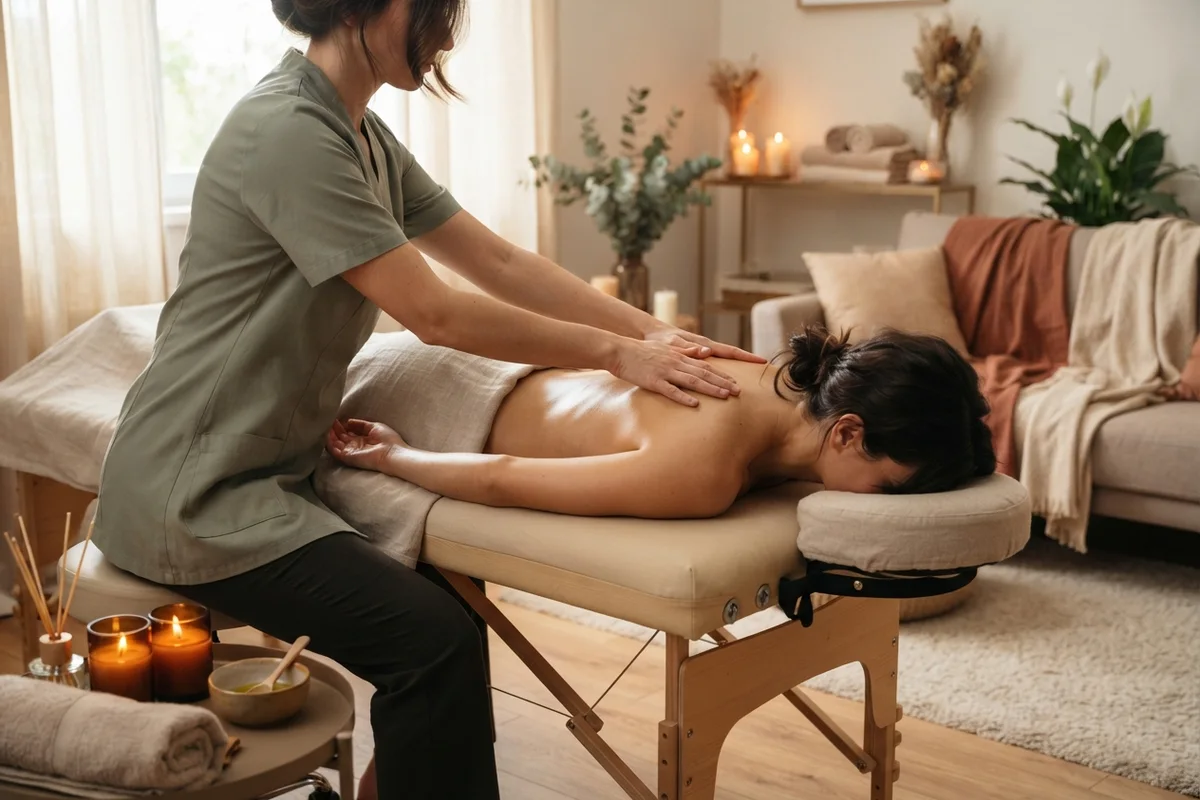 Massagem relaxante em ambiente domiciliar